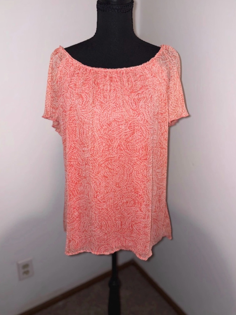 dressbarn Coral Off-Shoulder Short Sleeve Blouse